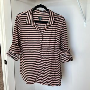 J.Crew Women's Half Button Up Shirt Long Sleeve Size XL